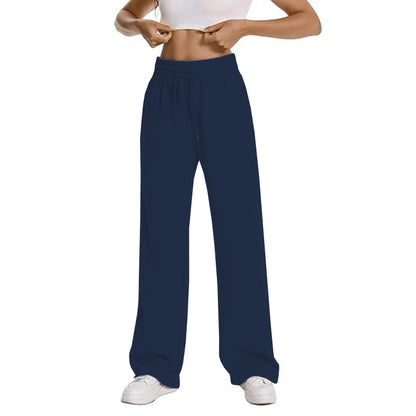 New Women Wide Leg Pants Elastic Waist Lounge Pants with Pockets