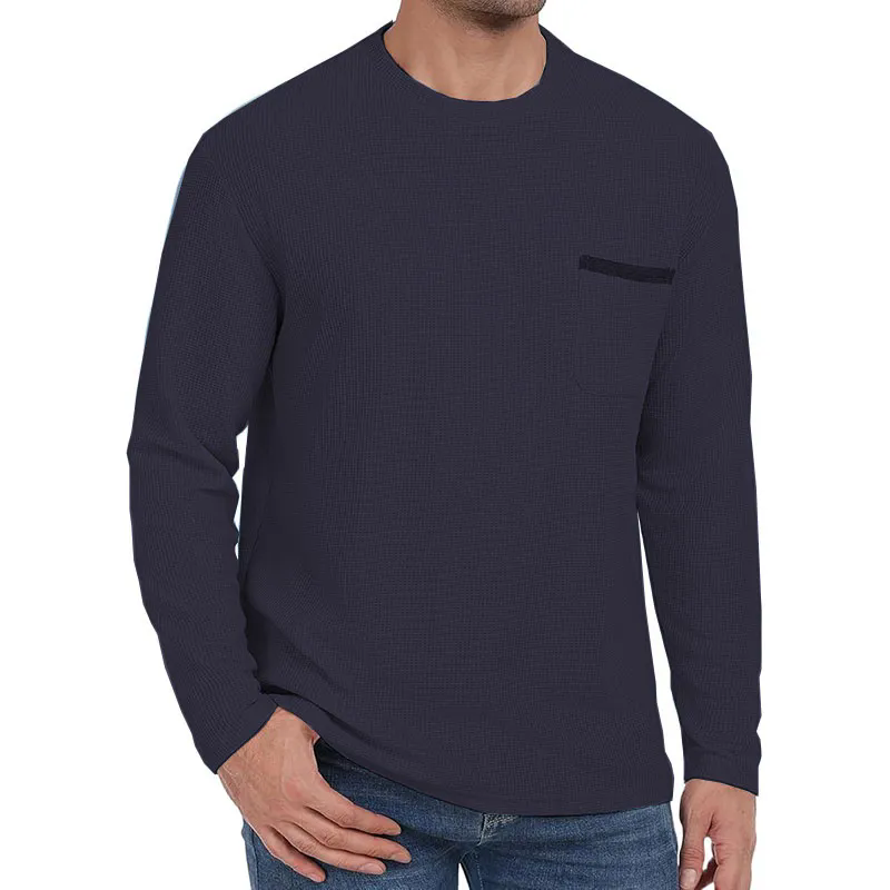 Mens Casual Crew Neck Soft Tee Shirts Summer Beach Waffle Tops