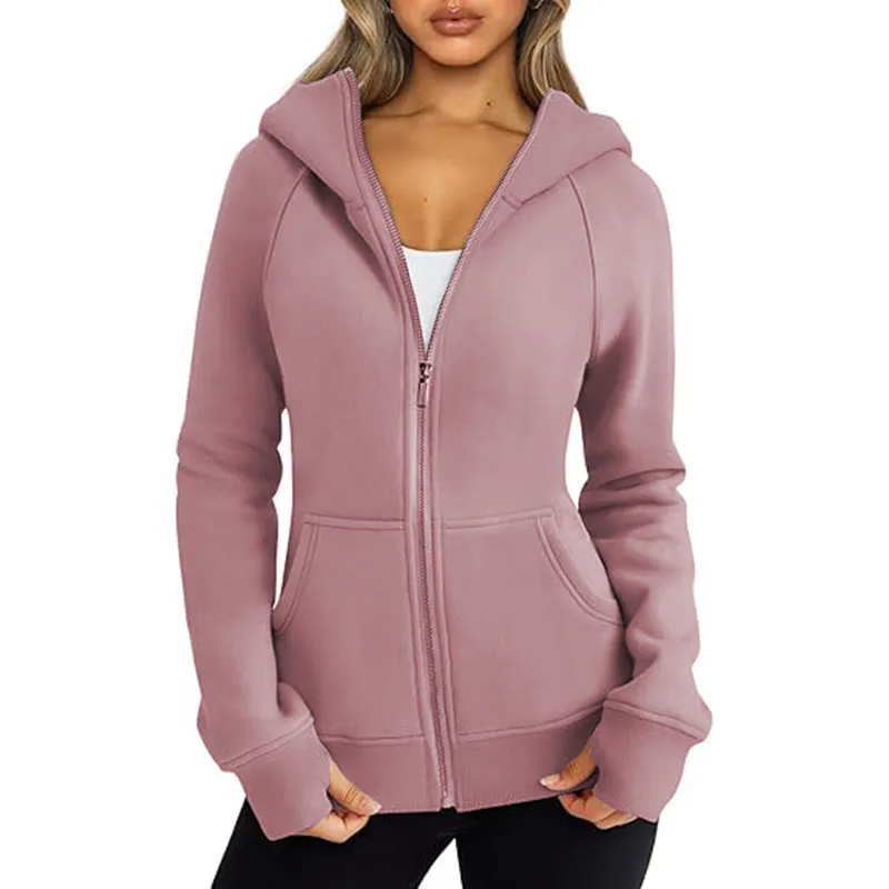 Womens Zip Up Hoodies Fleece Jackets Oversized Sweatshirts