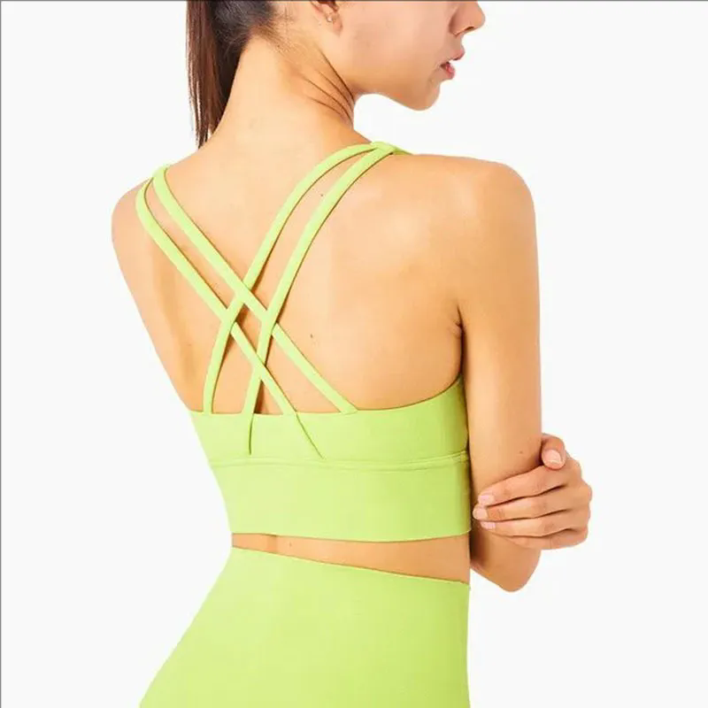 Padded Gym Yoga Sport Bras Top Women Longline Cross Strap Fitness Workout Bras