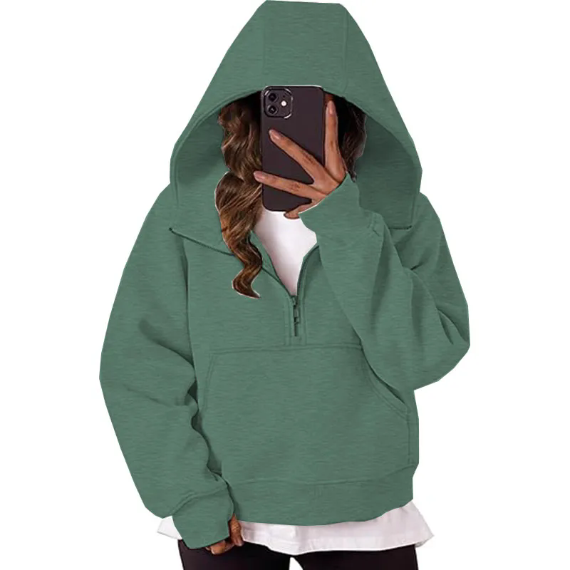 Womens Hoodies Quarter Half Zip Pullover Oversized Sweatshirts