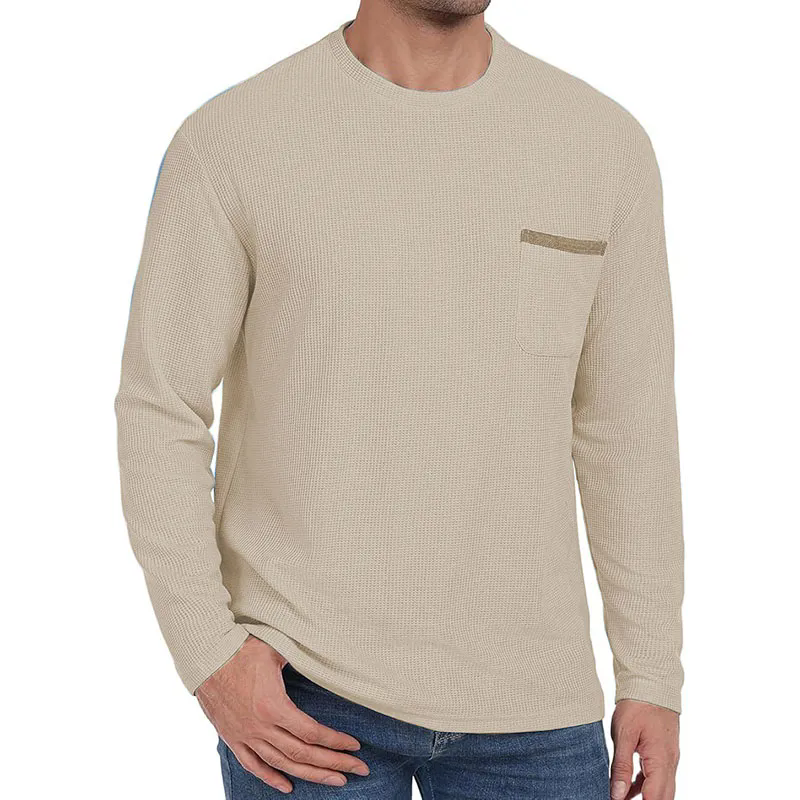 Mens Casual Crew Neck Soft Tee Shirts Summer Beach Waffle Tops
