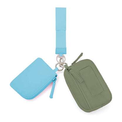 2025Keychain Wristlet Wallet Dual Pouch Wristlet Portable Small Wallet