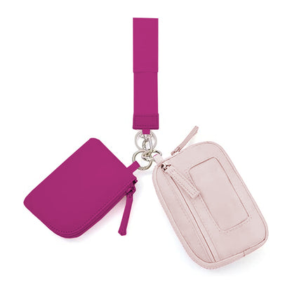 2025Keychain Wristlet Wallet Dual Pouch Wristlet Portable Small Wallet