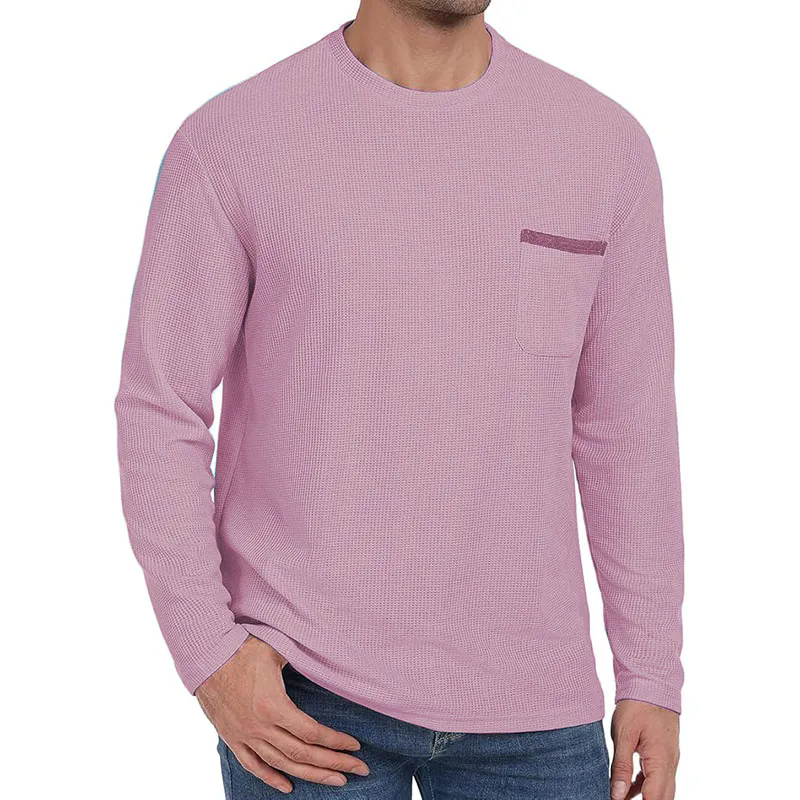 Mens Casual Crew Neck Soft Tee Shirts Summer Beach Waffle Tops