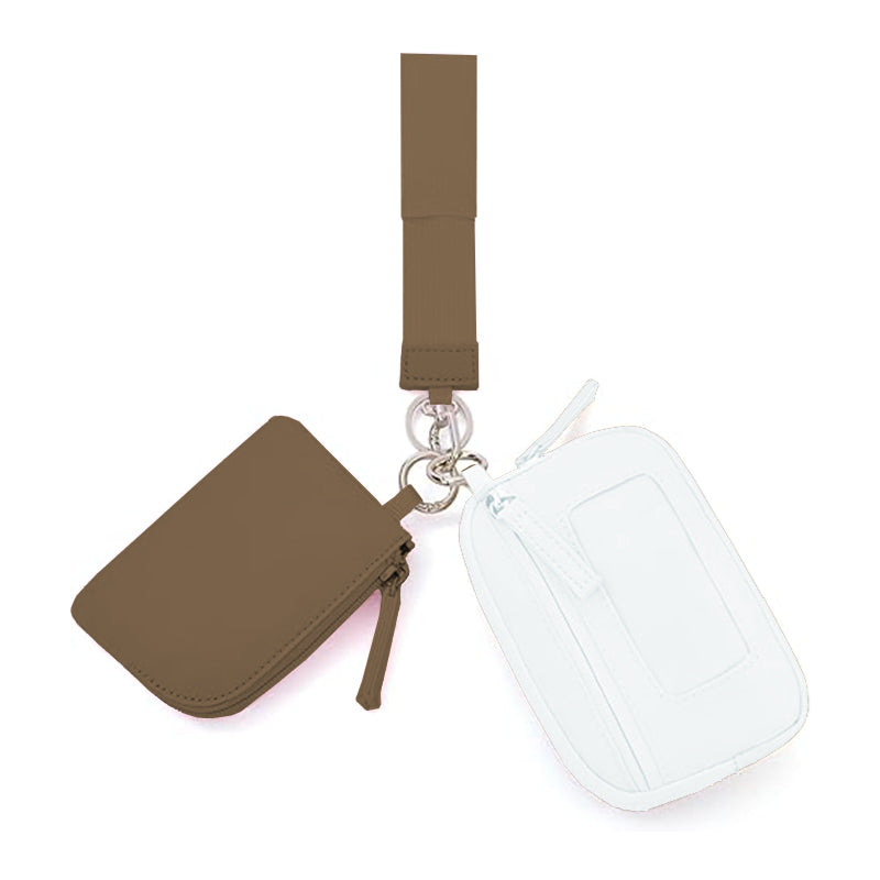 2025Keychain Wristlet Wallet Dual Pouch Wristlet Portable Small Wallet