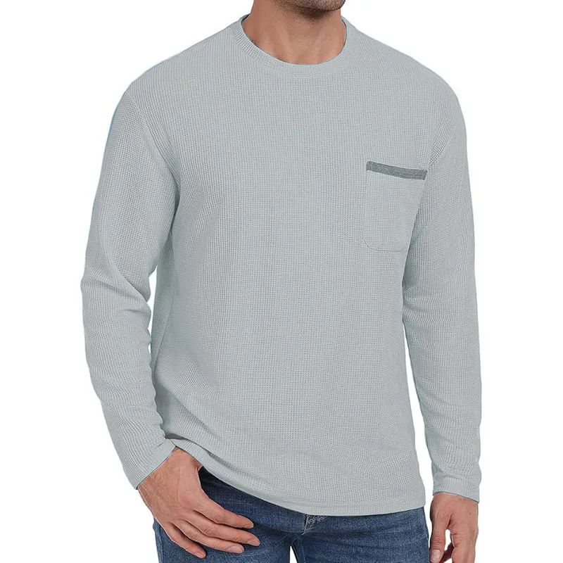 Mens Casual Crew Neck Soft Tee Shirts Summer Beach Waffle Tops
