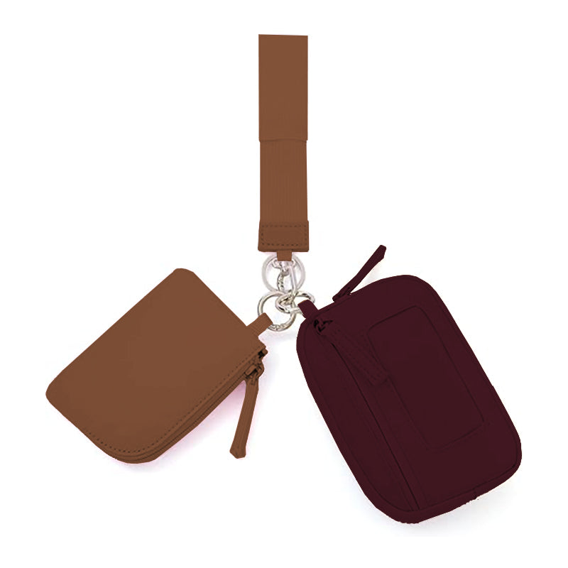 2025Keychain Wristlet Wallet Dual Pouch Wristlet Portable Small Wallet