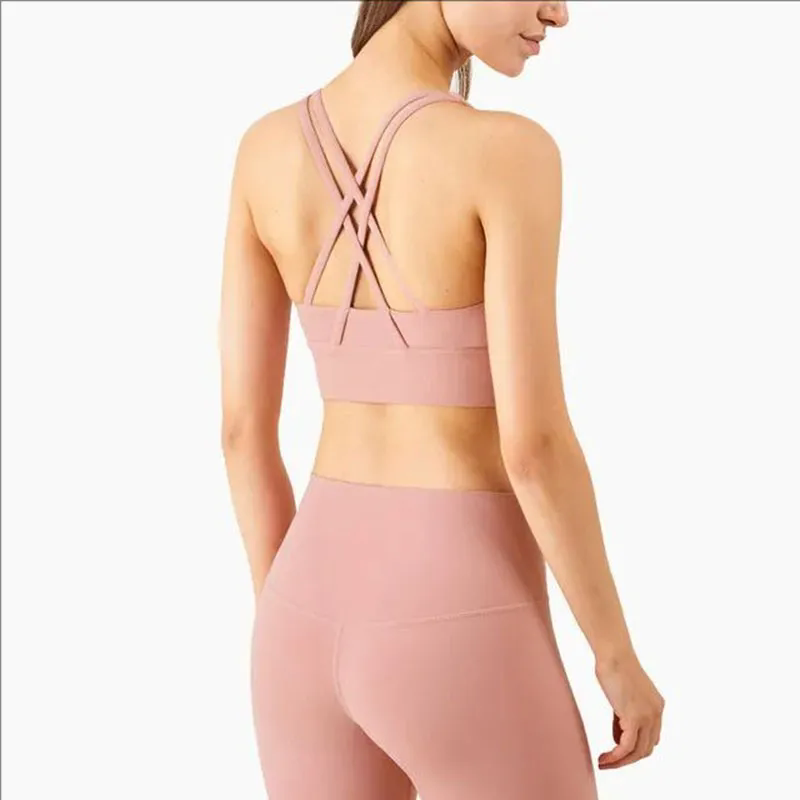 Padded Gym Yoga Sport Bras Top Women Longline Cross Strap Fitness Workout Bras