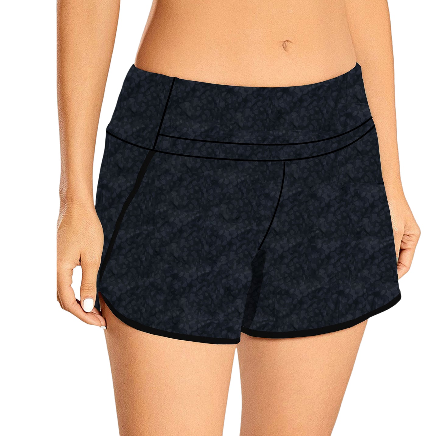 Women's high waisted sports shorts lined with fitness shorts and zippered pockets