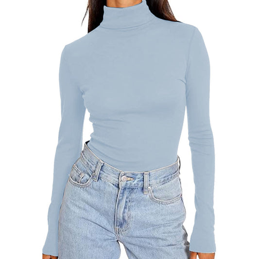 Womens Crew Neck Basic Long Sleeve Fit Tees Tight Shirts