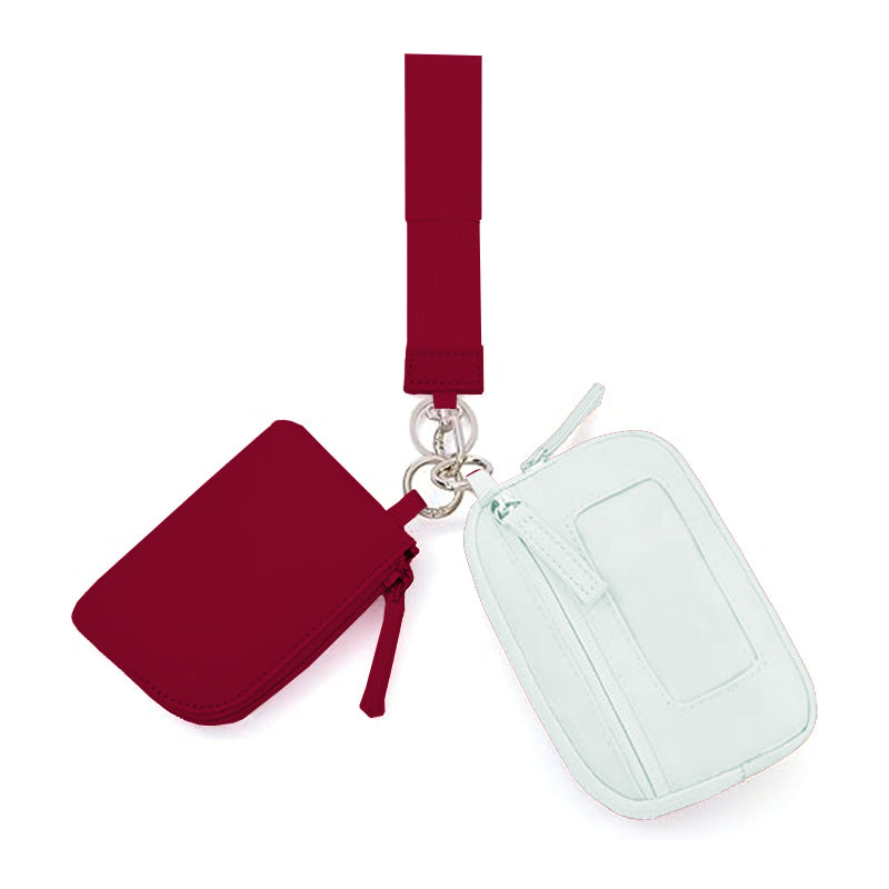 2025Keychain Wristlet Wallet Dual Pouch Wristlet Portable Small Wallet