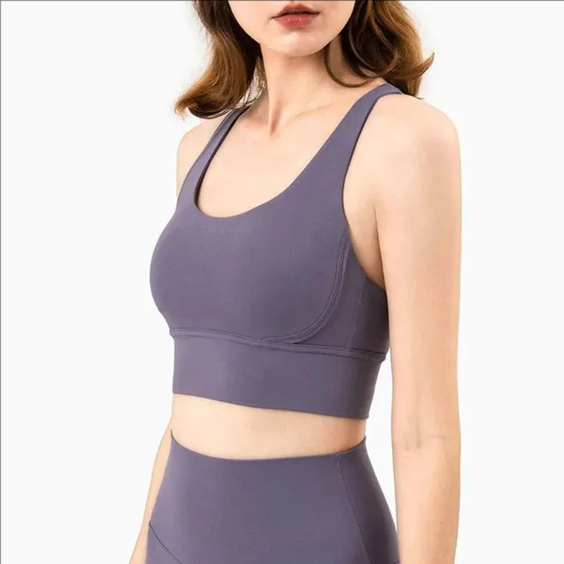 Padded Gym Yoga Sport Bras Top Women Longline Cross Strap Fitness Workout Bras