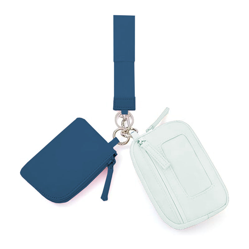 2025Keychain Wristlet Wallet Dual Pouch Wristlet Portable Small Wallet