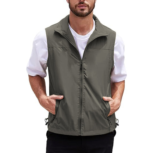 Mens Vests Outerwear Lightweight Sleeveless Jacket