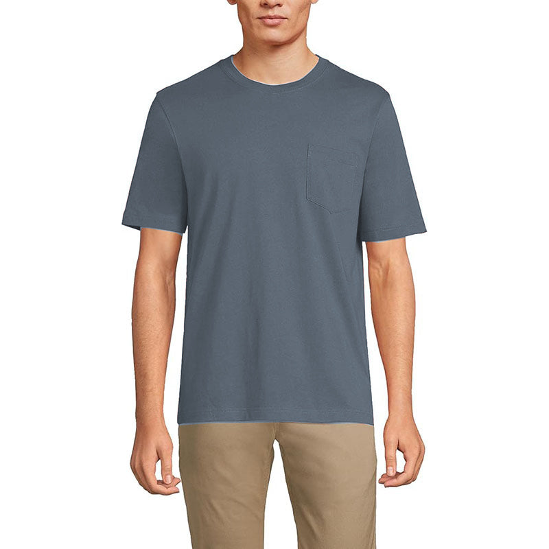 New Men Short Sleeve Tees Casual Cotton Basic Shirts with Pocket