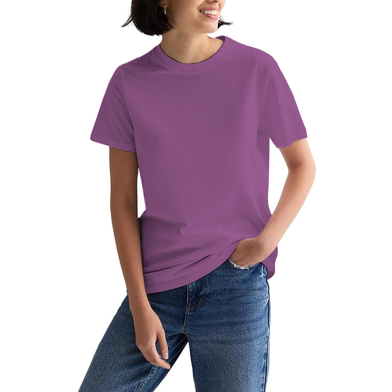 Women Scoop Neck Fitted Shirt Basic Short Sleeves