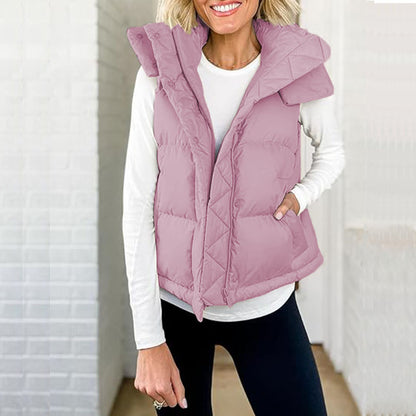Deal Womens Quilted Puffer Vest Hooded Winter Buy 2 Get 1 Gift