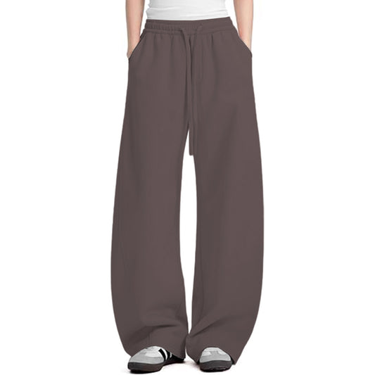 Women's wide leg sports pants with cotton elastic waistband and pocket