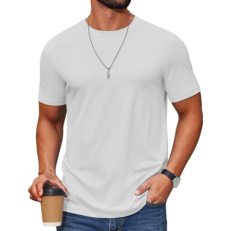 Men's cotton blend round neck short sleeved shirt
