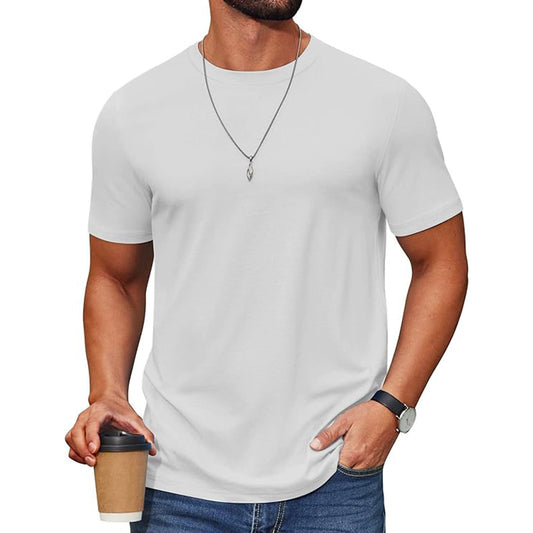 Men's cotton blend round neck short sleeved shirt