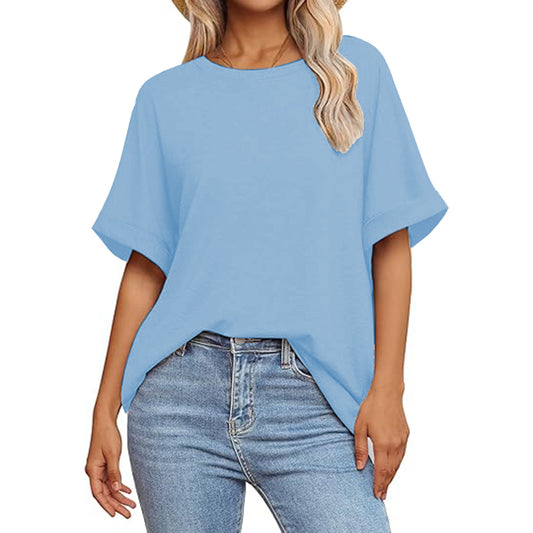 New Womens Scoop Neck Short Sleeve T Shirts
