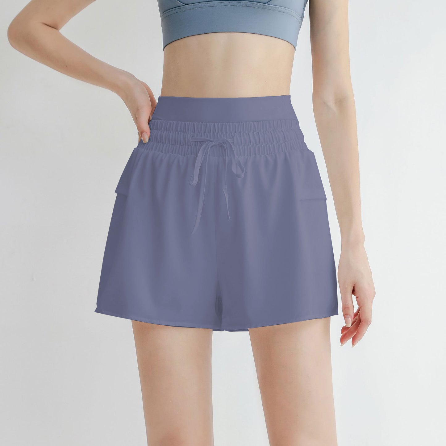 Women's High Waisted Running Sporty Gym Elastic Workout Shorts