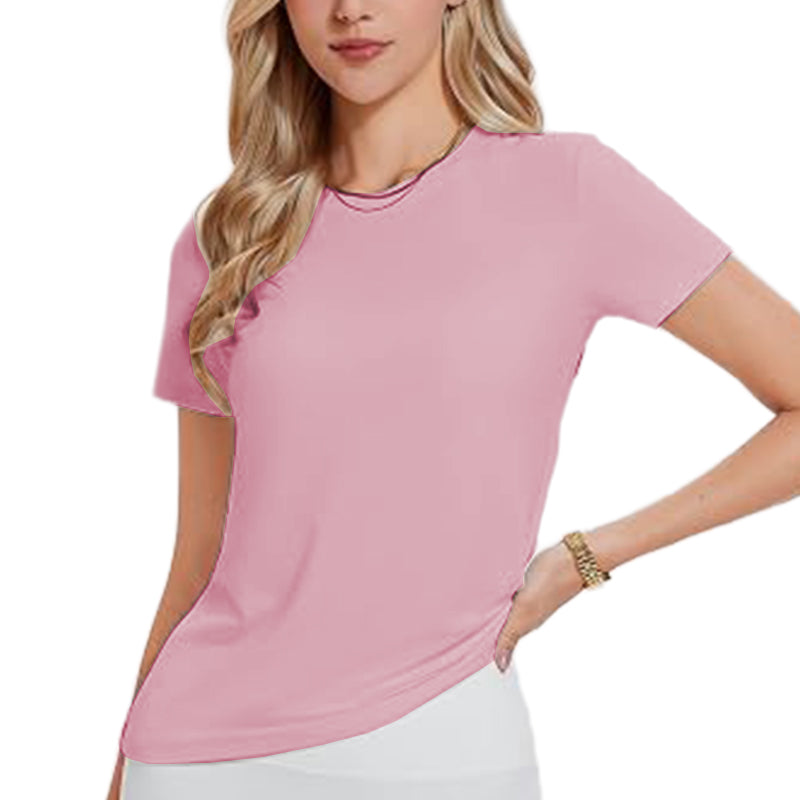 Women's slim fit short sleeved elastic casual basic T-shirt