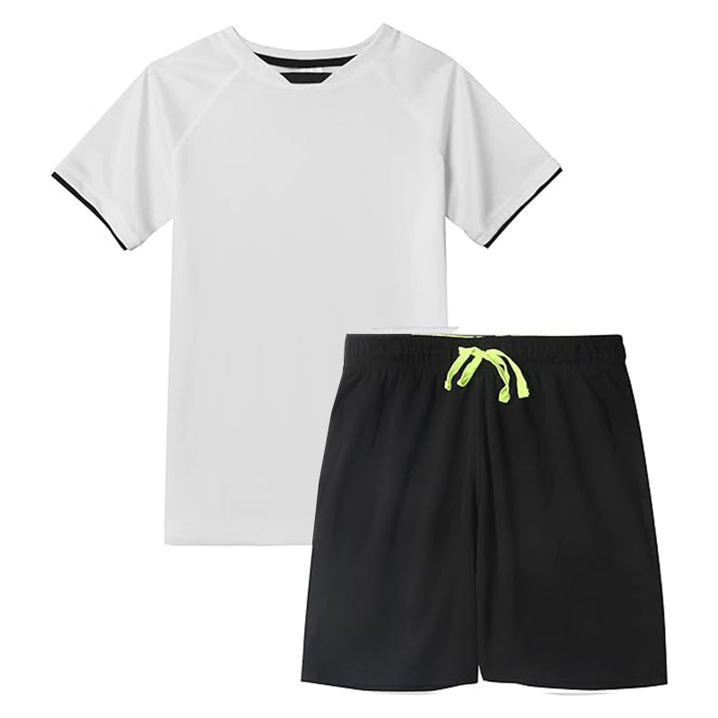 Children Loose Athletic Short-Sleeve Shirt and Active Mesh Shorts Set