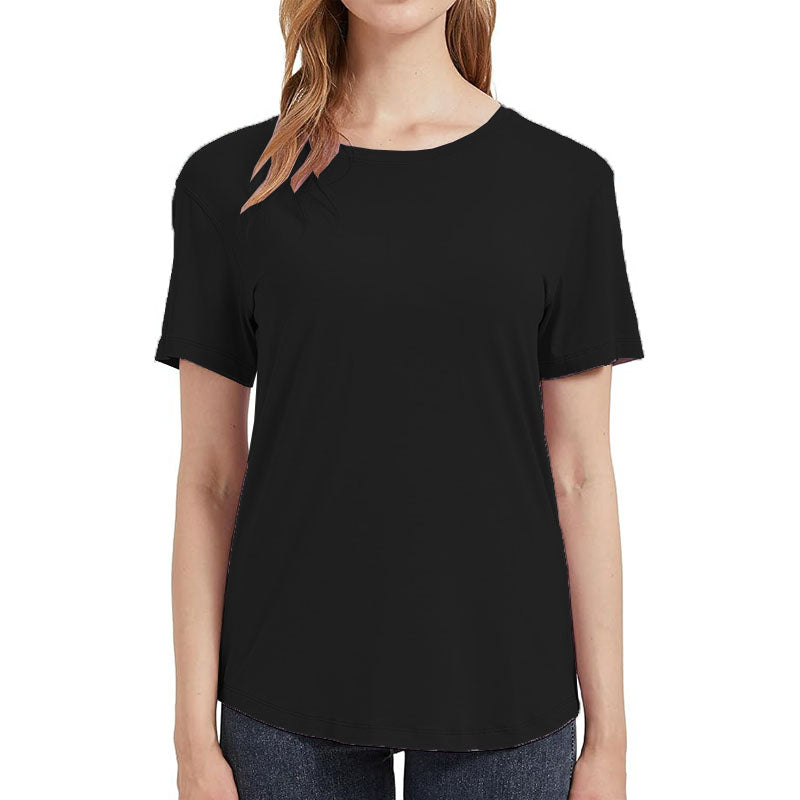 Women lightweight and soft T-shirt round neck smooth and fashionable short sleeved shirt