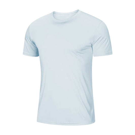 Unisex round neck T-shirt short sleeved soft cotton polyester blend