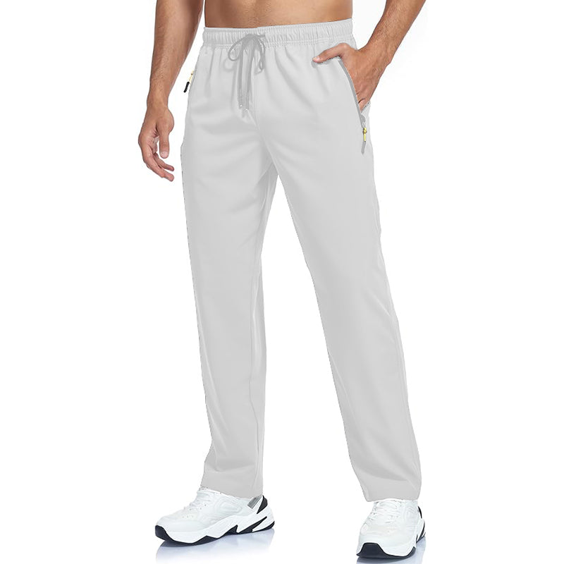 Men's Open Bottom Sweatpants with Pockets Relaxed Fit Moisture Wicking