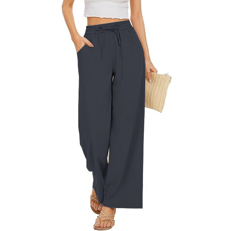 Women Wide Leg Pants Pockets Loose Sweatpants