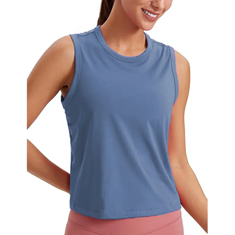 Women Yoga Crop Tanks Sports Sunscreen Clothing Fitness Top