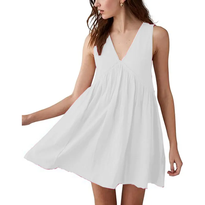 Womens Tennis Dress Pleated Sleeveless Built in Shorts