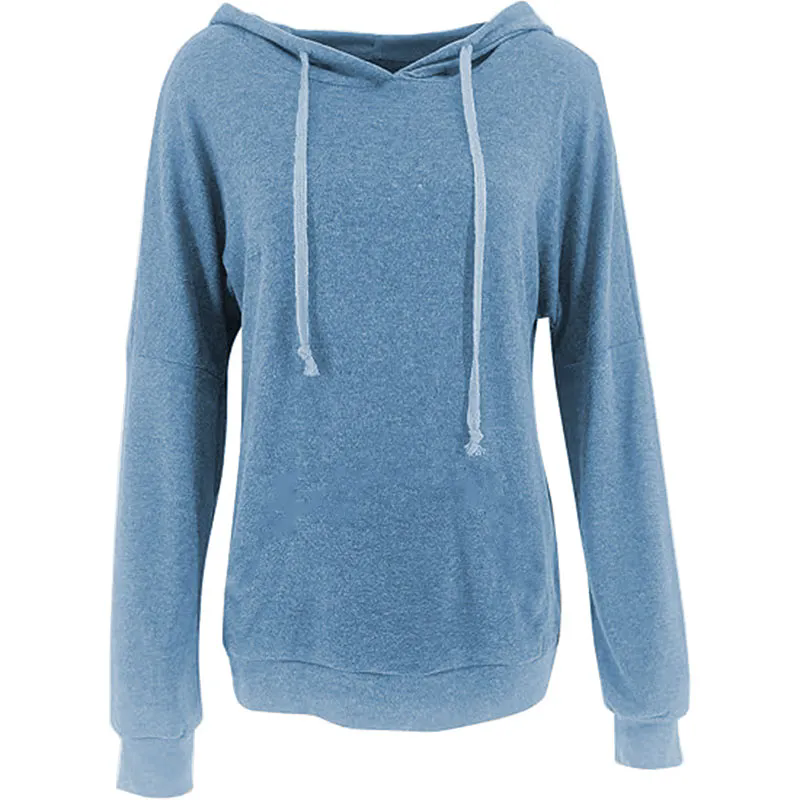 Women Casual Lightweight Hoodies Long Sleeve White Drawstring Sweatshirts