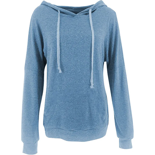 Women Casual Lightweight Hoodies Long Sleeve White Drawstring Sweatshirts