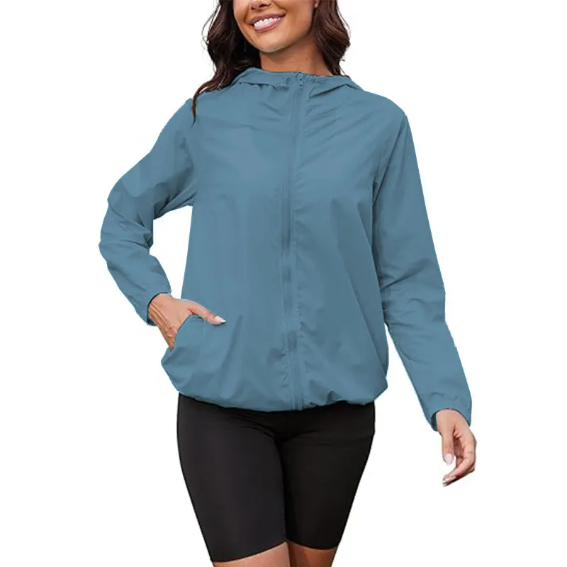 Women Full Zip Up Long Sleeve Sweatshirts Drawstring Jackets