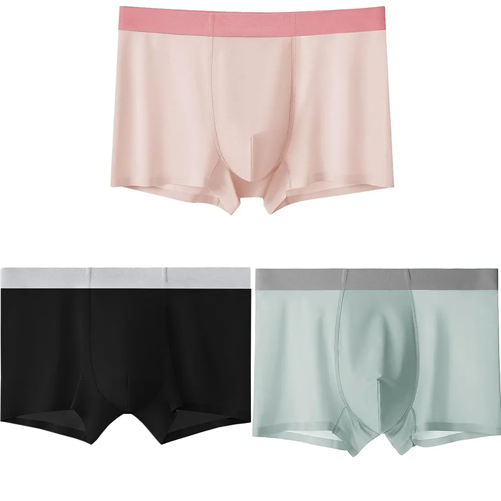 Mens Ice Silk Underwear Breathable Boxer Briefs Lightweight