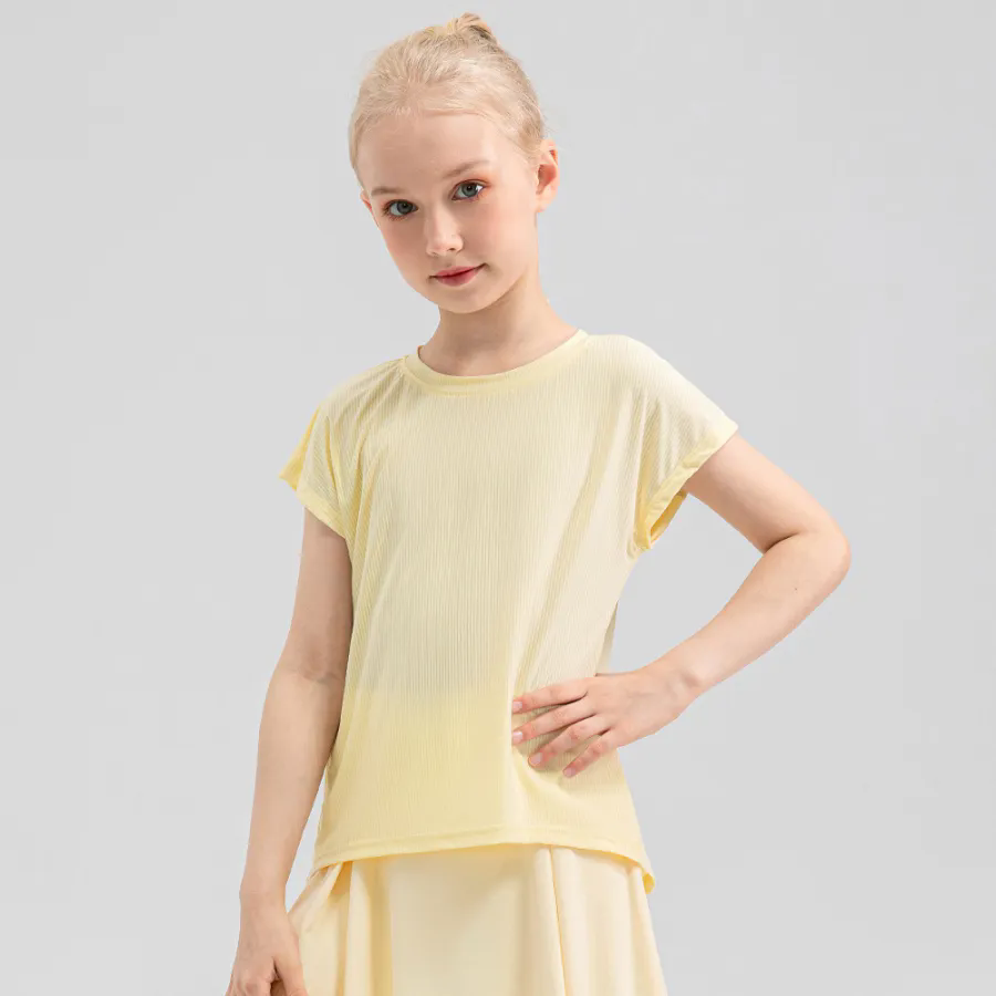 2024 Kid Girls Pleated Clothing Children Yoga Sports Dance Tank Top Shirts