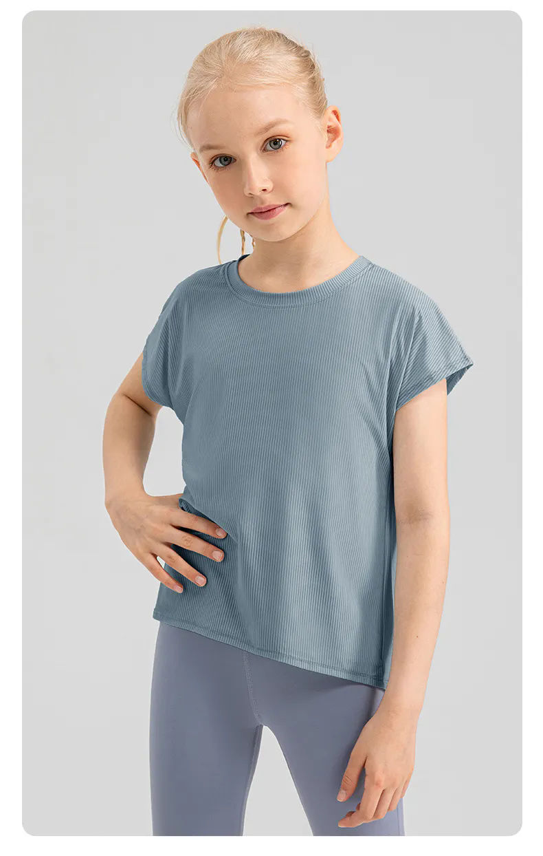 2024 Kid Girls Pleated Clothing Children Yoga Sports Dance Tank Top Shirts