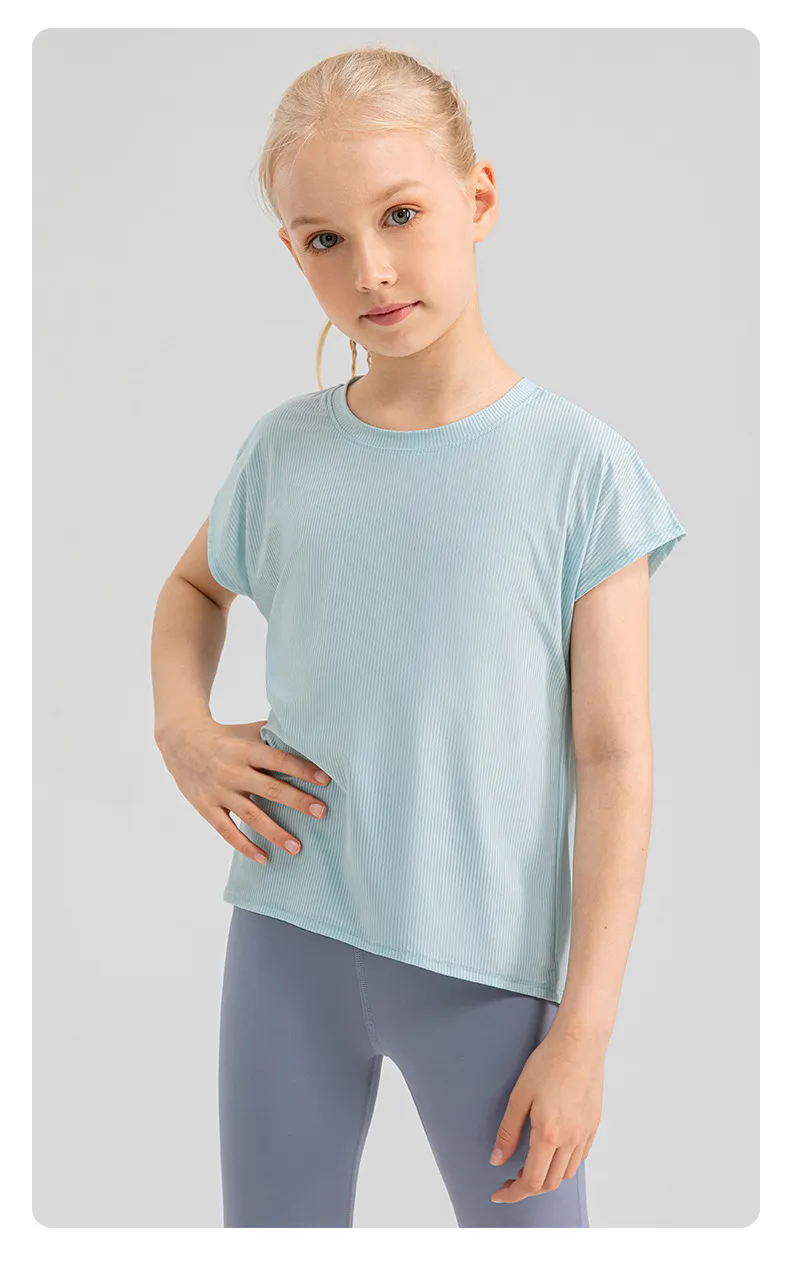 2024 Kid Girls Pleated Clothing Children Yoga Sports Dance Tank Top Shirts