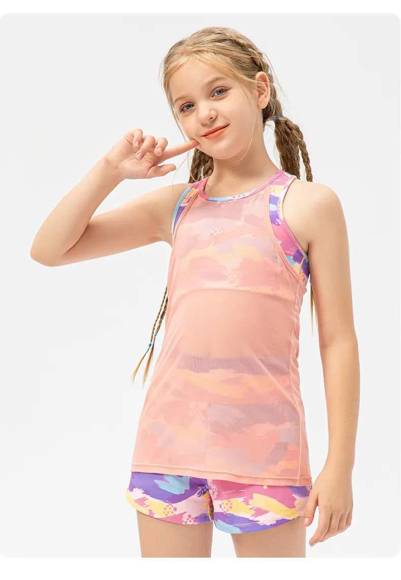 2024 2PC Girls Kid Cute Quick Dry Breathable Stretch Shirts