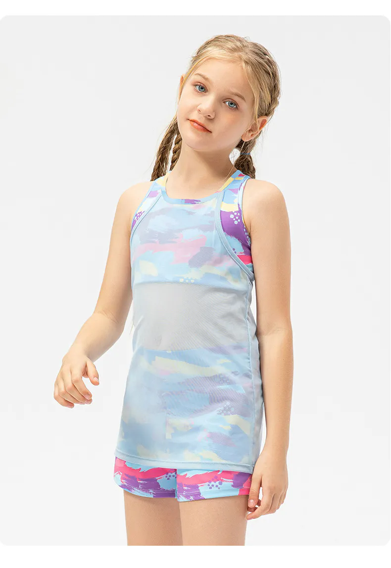 2024 2PC Girls Kid Cute Quick Dry Breathable Stretch Shirts