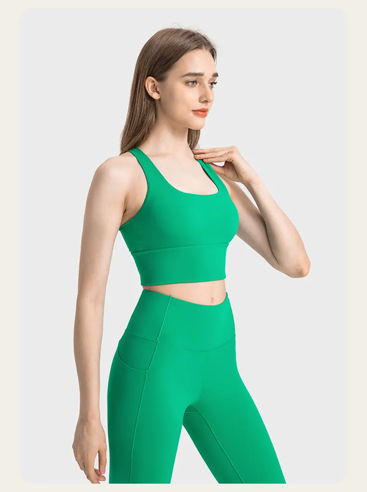 Crew Sport Tank Top Women Loose Fit Plain Fitness Bra