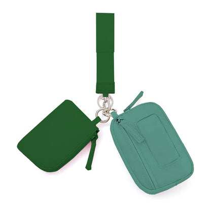 2025Keychain Wristlet Wallet Dual Pouch Wristlet Portable Small Wallet