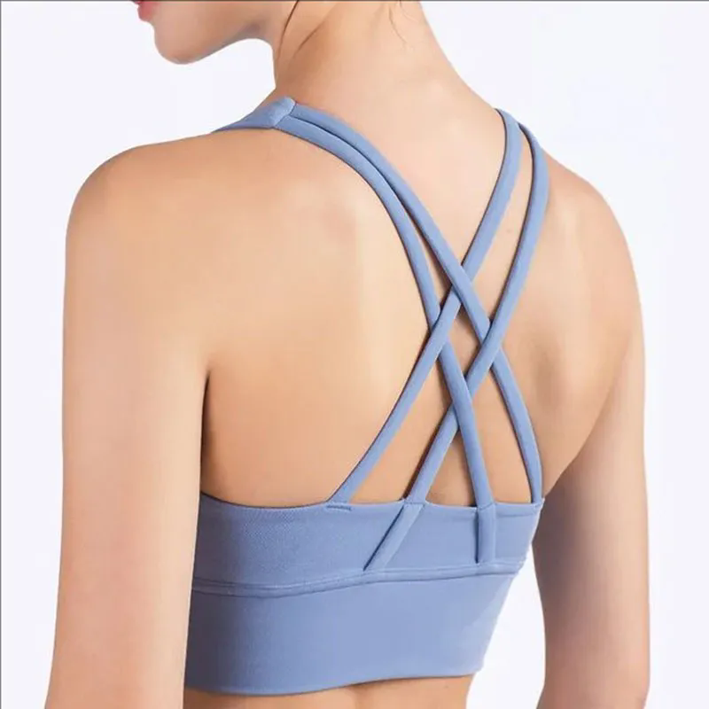 Padded Gym Yoga Sport Bras Top Women Longline Cross Strap Fitness Workout Bras