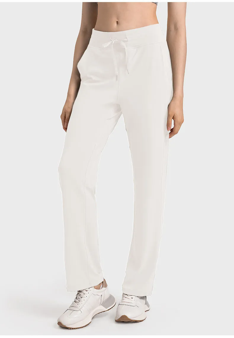 Women's Wide Leg Pants Lightweight High Waisted Drawstring Lounge