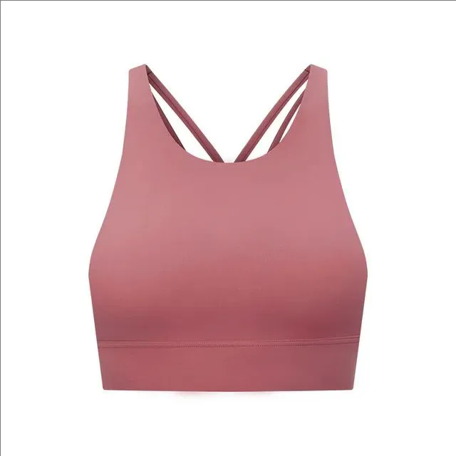 5 color Padded Gym Yoga Sport Bras Top Women Longline Cross Strap Fitness Workout Bras
