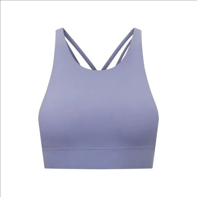 5 color Padded Gym Yoga Sport Bras Top Women Longline Cross Strap Fitness Workout Bras